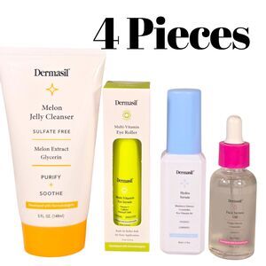 4PC Dermasil Skincare Set: Jelly Cleanser, Eye Serum, Face Serum, Hydra Serum